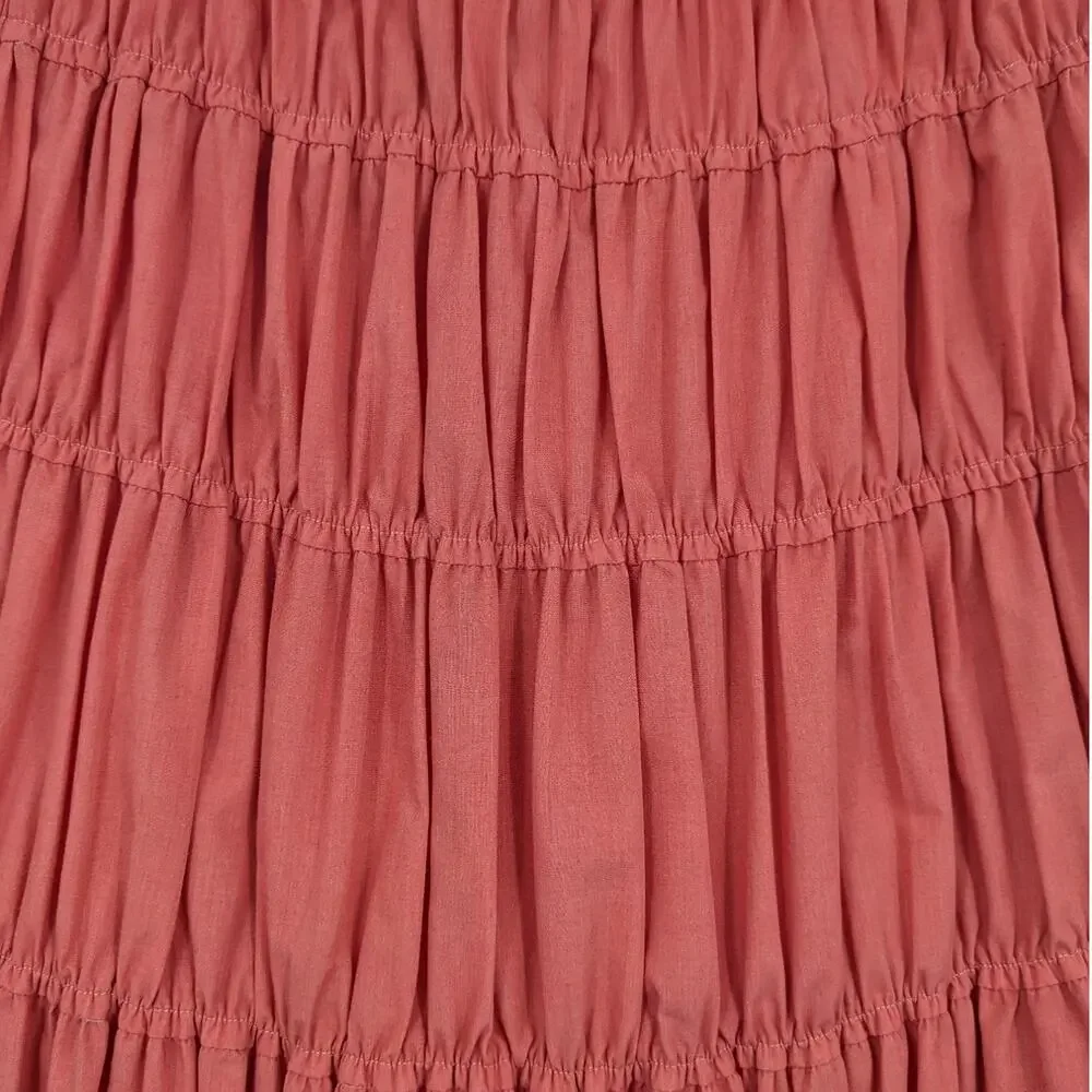 SALE! Vintage SPIEGEL Tiered Gypsy Hippie MAXI SKIRT Salmon Orange Med to XLarge
